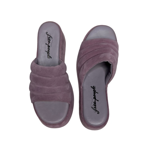 NWOT Free People Almost Paradise Purple Suede Platform Sandals 38 - Picture 7 of 14
